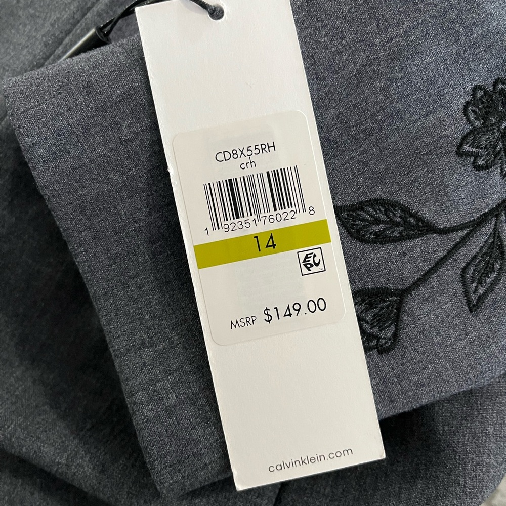 SOLD NWT Calvin Klein Longline Blazer / Suit Dress Floral Embroidered Sleeve - Picture 10 of 13